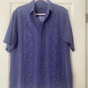 Tommy Bahama Purple Embroidered Short-Sleeve Camp Shirt